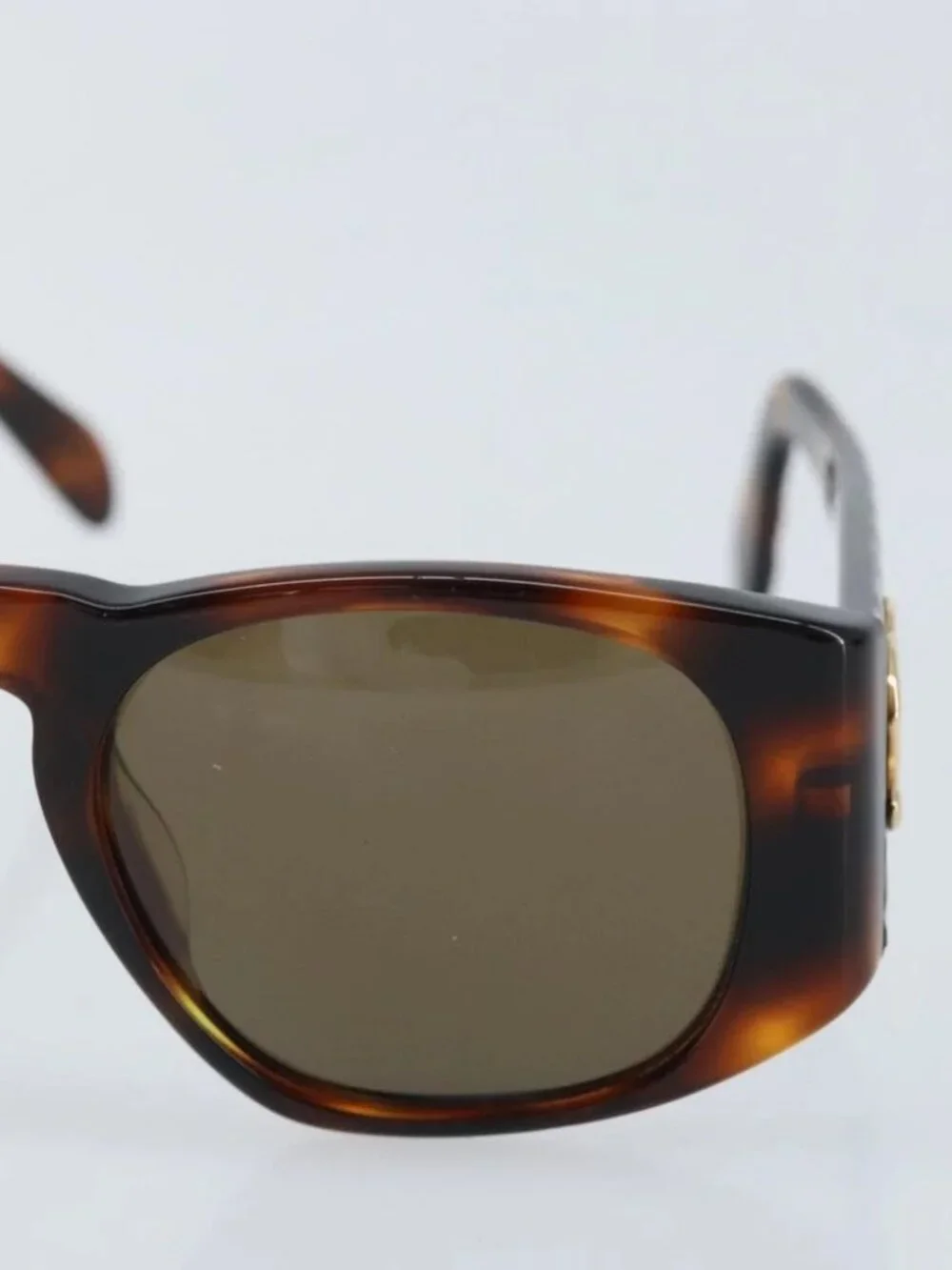 CHANEL COCO Mark Sunglasses plastic Brown 01450 91235 CC Auth BA11839